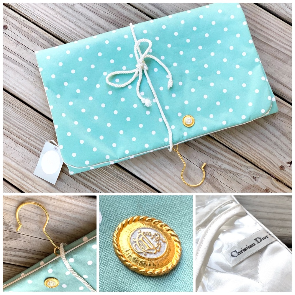 New Vintage DIOR travel organizer polka dots gold